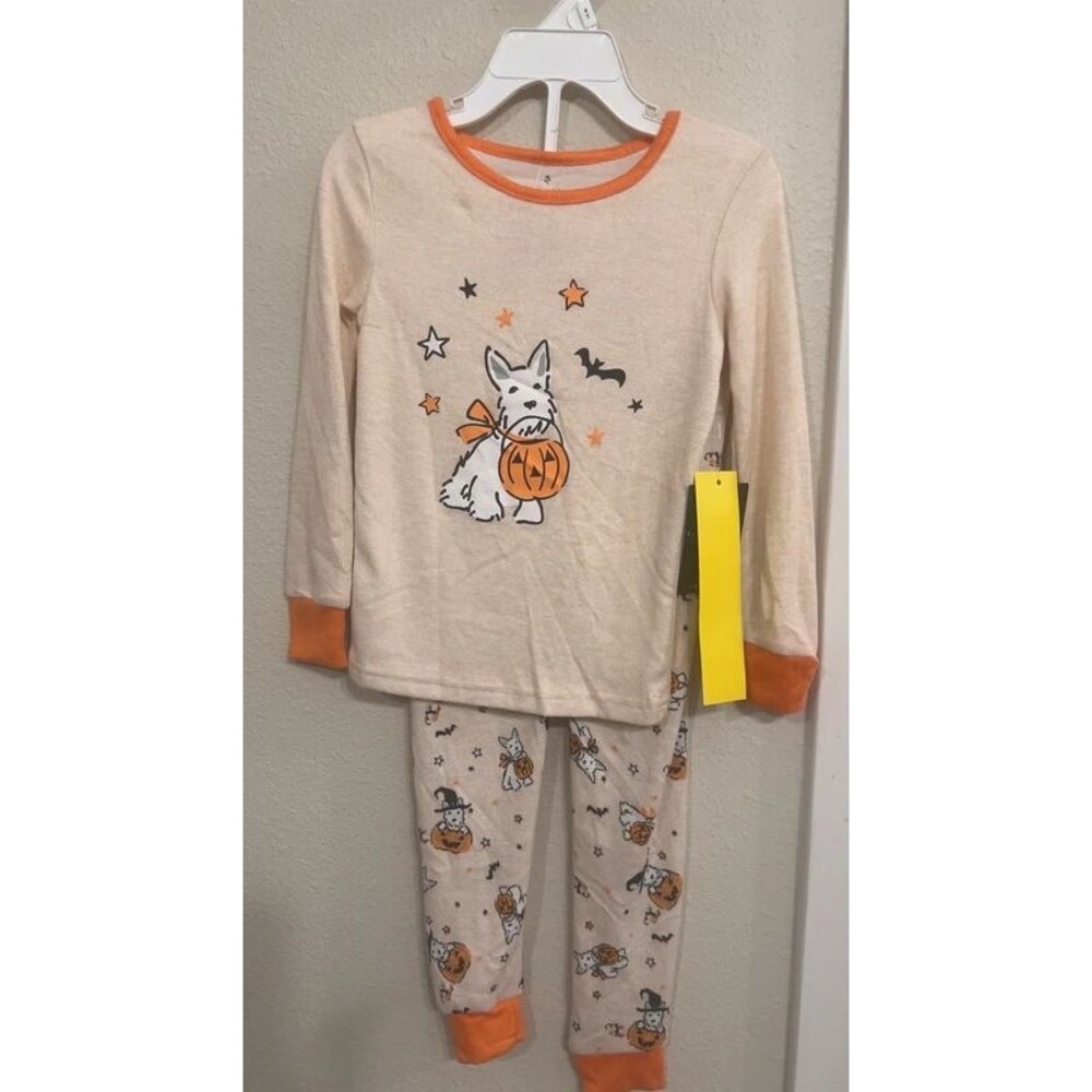 Laura Ashley Girls 4T Halloween Pajama Set Scottie Dog Pumpkin